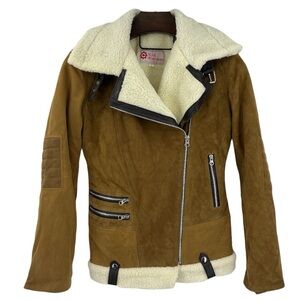 Celebs Leather Jackets Melinda Monroe Virgin River brown suede leather shearlin